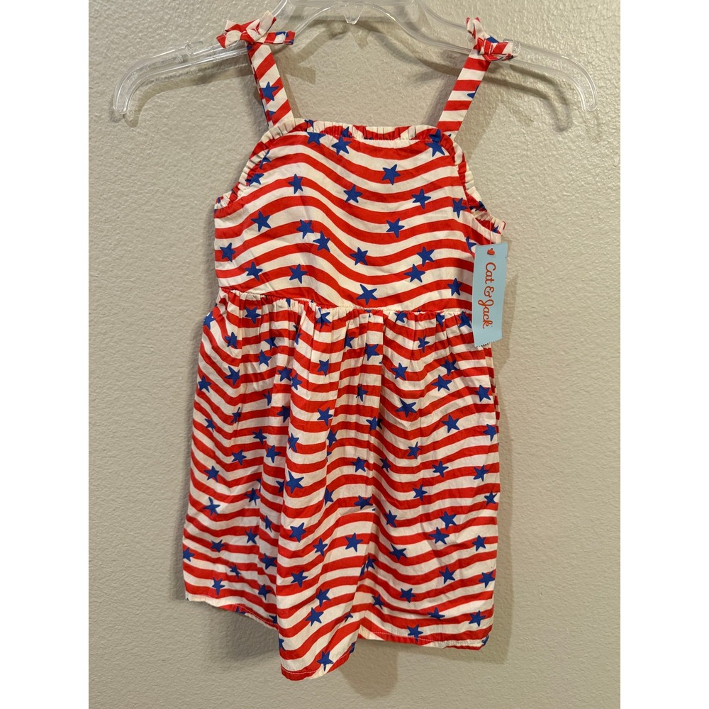 Cat & Jack Stars and Stripes Dress Kids 5T Red White Blue NWT Patriotic Summer
